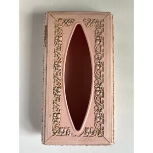 French Boudoir Pink Embossed Metal Tissue Box Cover Wolff Products NY USA